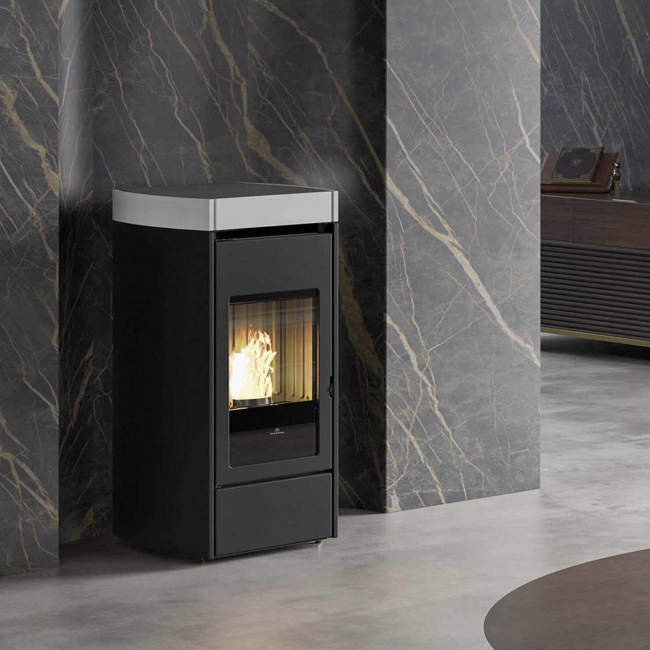Pelletofen Edilkamin Lena 9+ Evo 9,2 kW - Ausführung: Stahl/Keramik Mattweiß
