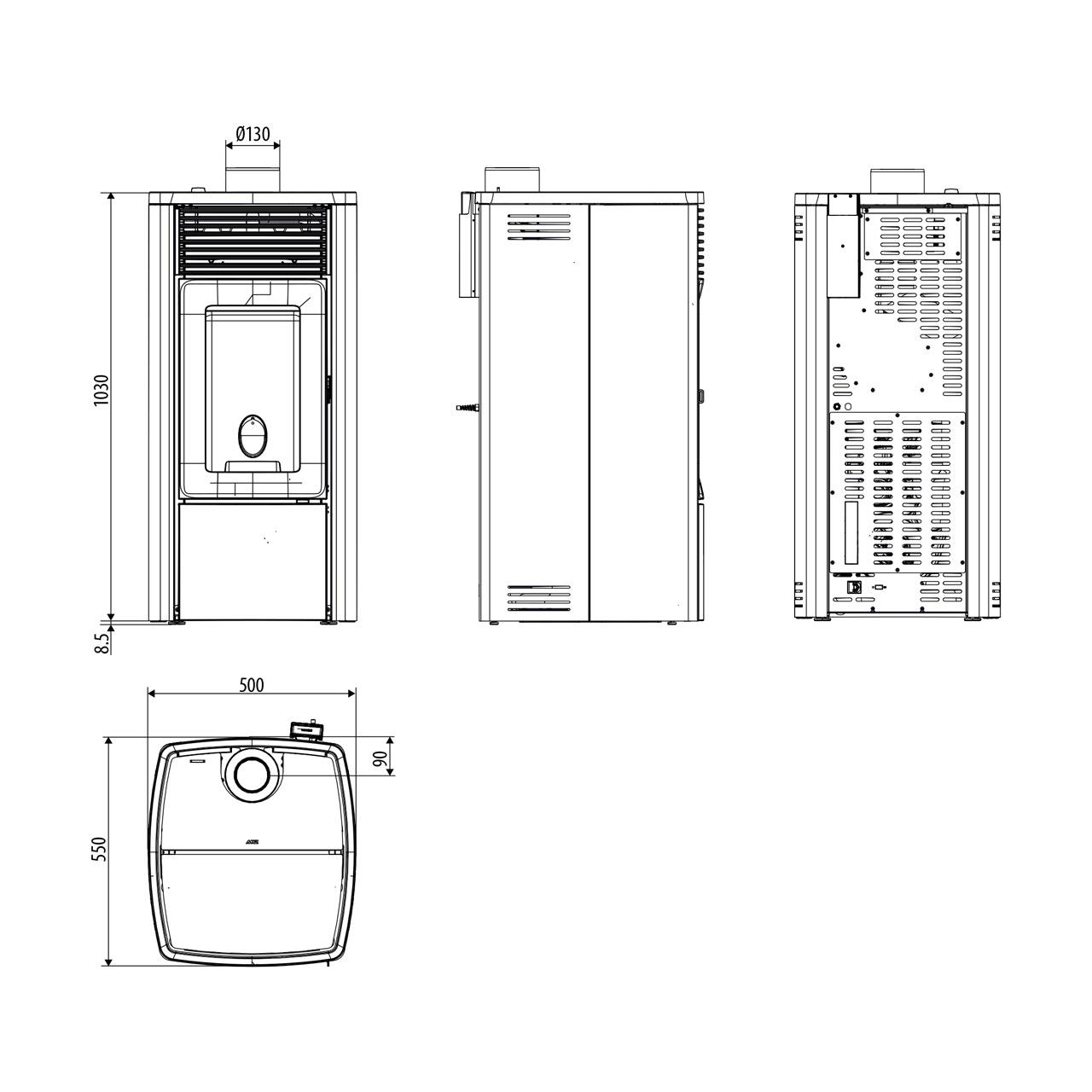 Pelletofen MCZ Ego Air 8 UPXUP 8,1 kW - Ausführung: Bordeaux metal_304