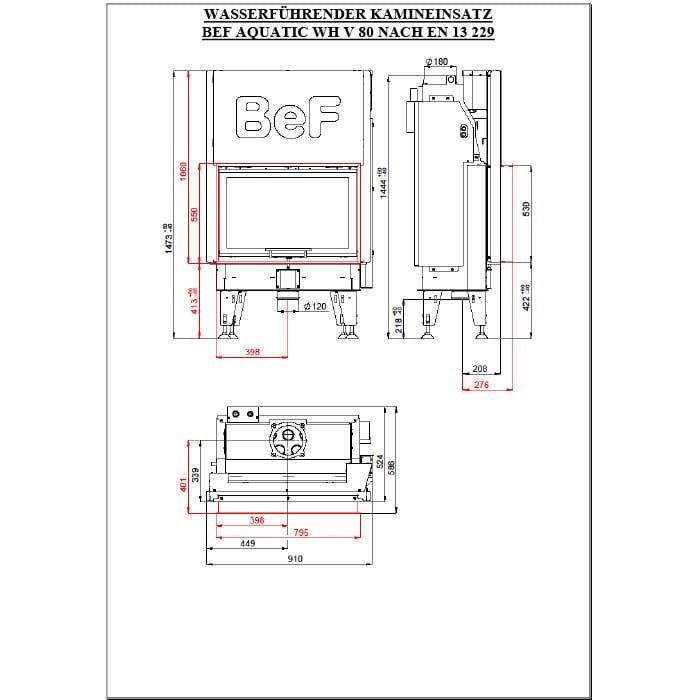 Kamineinsatz wasserführend BeF Aquatic WH V 80 14,5 kW