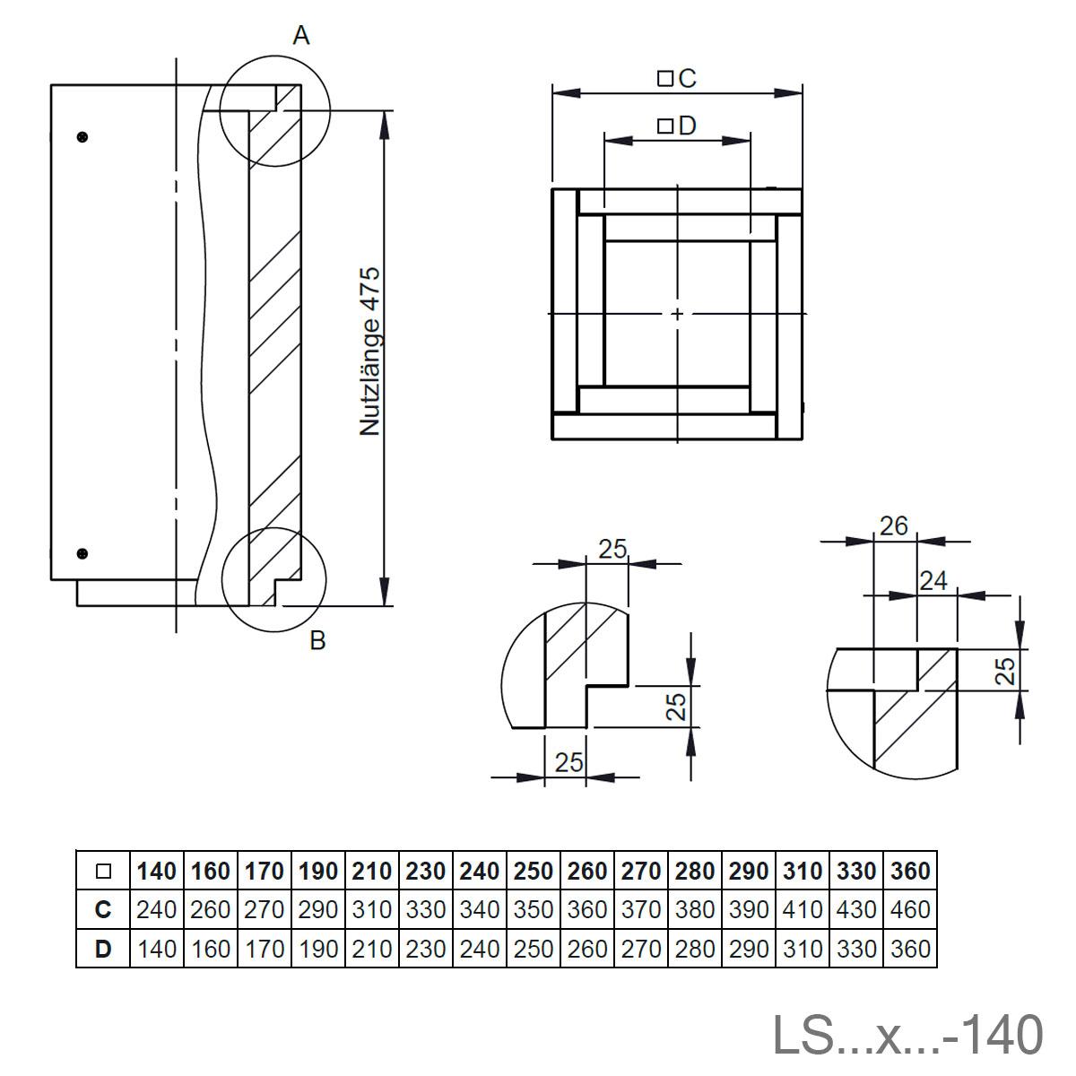 Jeremias Furado-F Schachtelement lose/verschraubt - Schachtmaß innen: 160x160mm - Länge: 250mm
