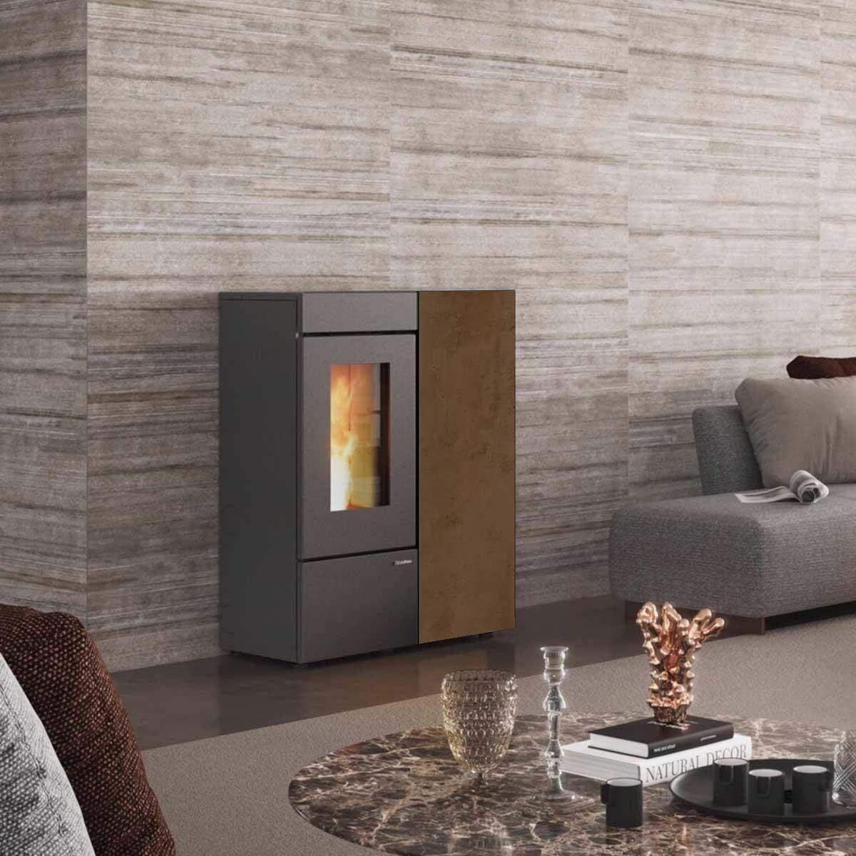 Pelletofen Extraflame Evolution Line Annalisa Plus mit 12 kW - Verkleidung: Gres Corten
