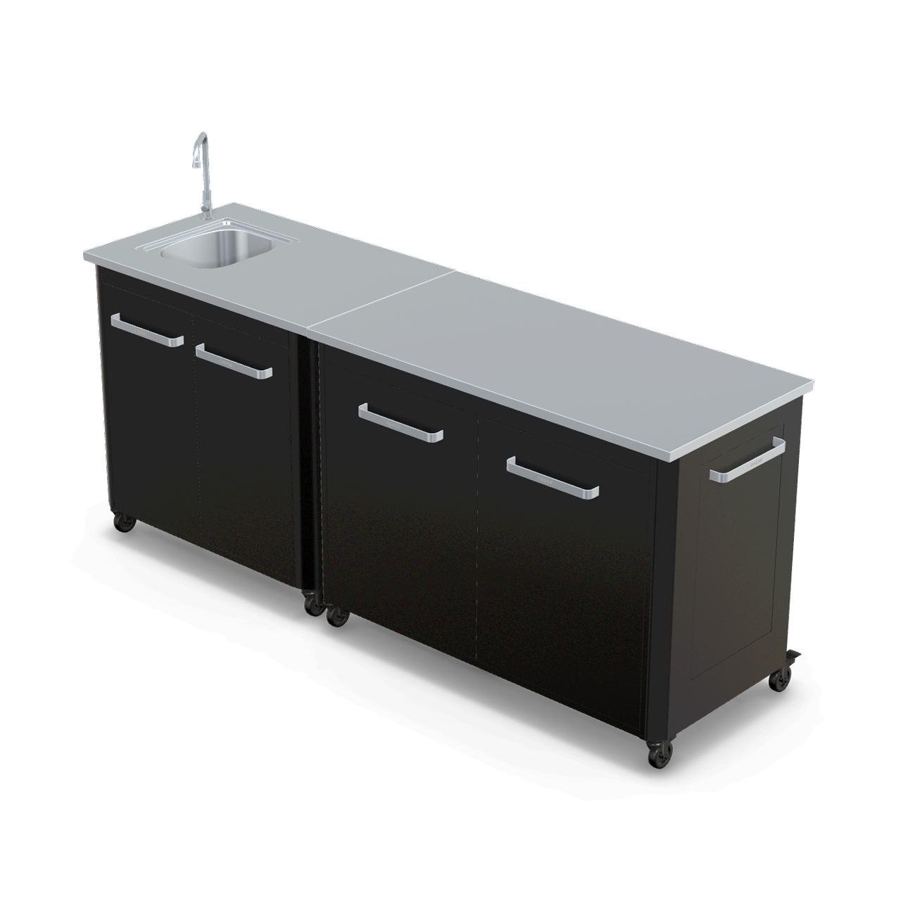 Cozze Outdoorküche Bundle mit Spülenschrank 90 cm & Schrankmodul 120 cm mit Edelstahlplatte