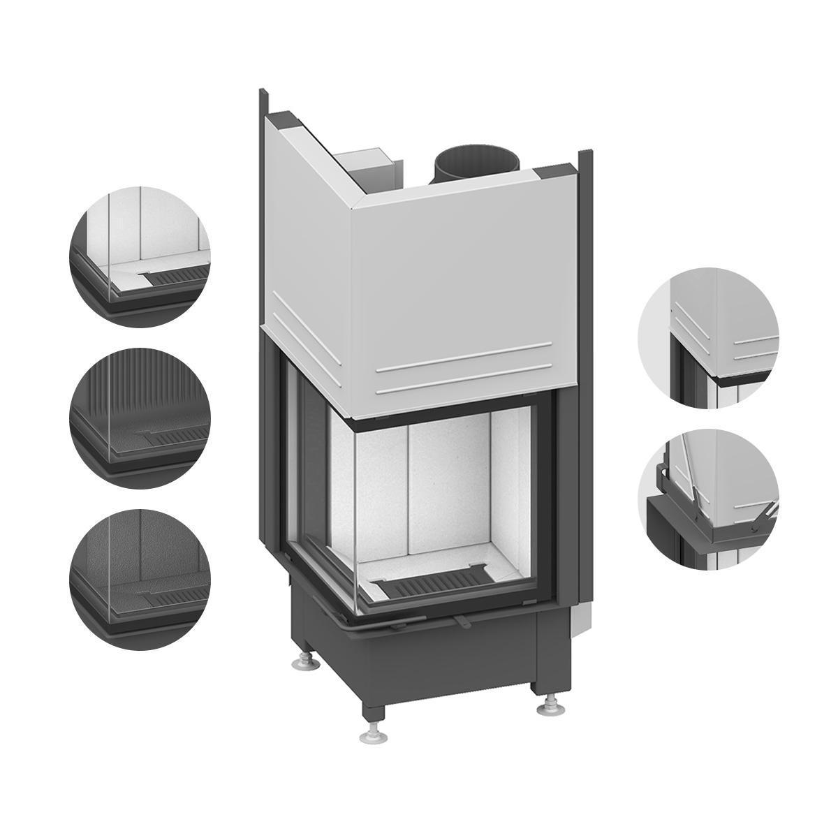 Eck-Kamineinsatz Schmid Ekko 45(45) h mit 7 kW