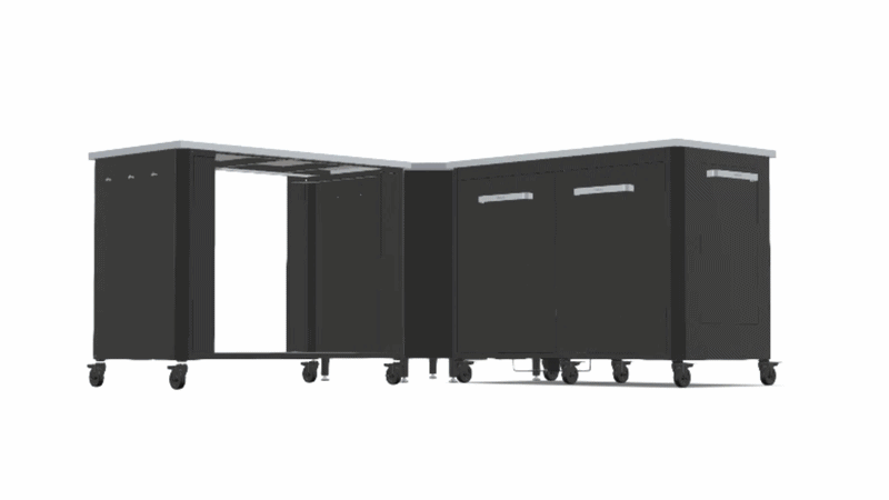 Cozze Outdoorküche Eck: Ecktisch, Schrankmodul 120 cm und offenes Modul 115 cm in L-Form