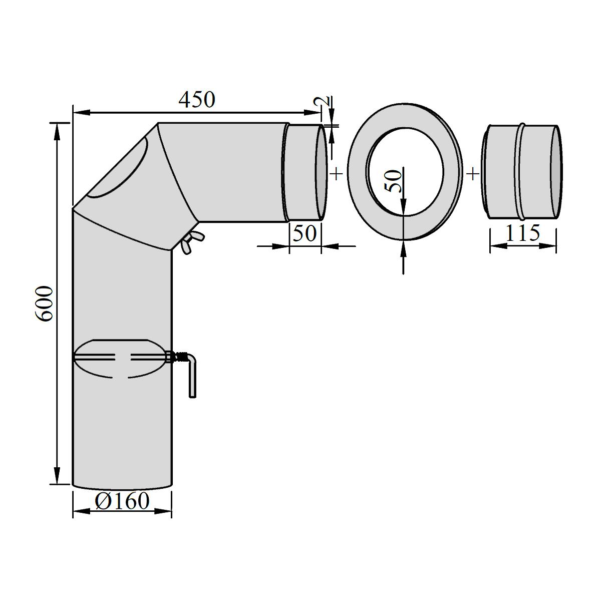 Ofenrohr Set DN 160 mm Gussgrau
