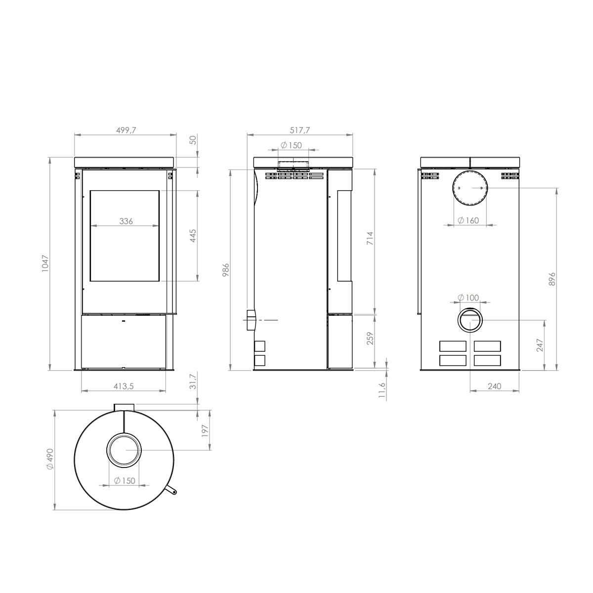 Kaminofen Fireplace Rondale Keramik 5 kW