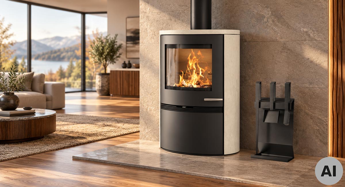 KI - generiert: Anwendungsbeispiel, Kaminbesteck Edge Stand von Termatech Kaminbesteck Edge Stand von Termatech