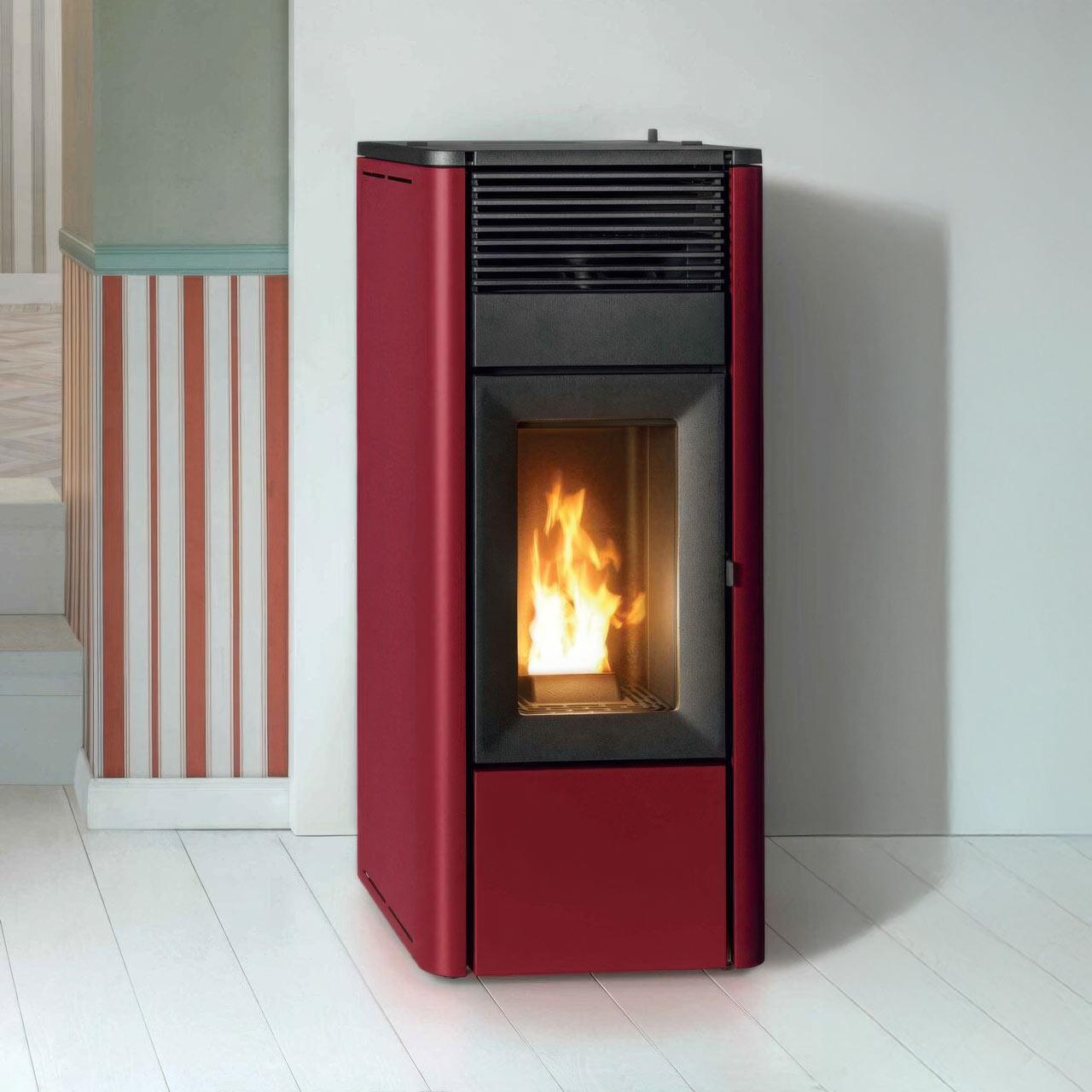Pelletofen MCZ Teia Comfort Air Smartclean 10 R, 10 kW kanalisierbar - Ausführung: 304 Bordeaux metal