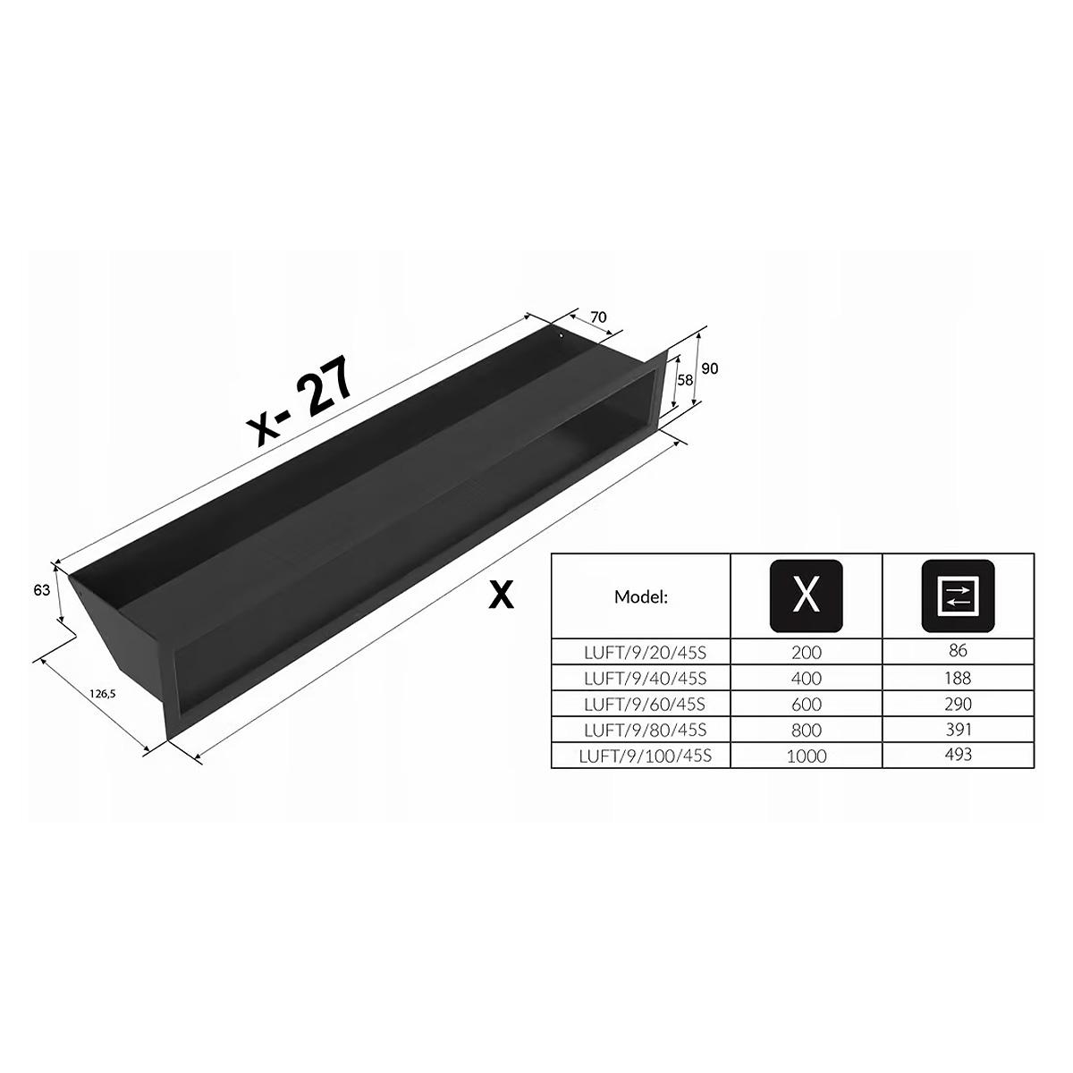 Kratki Luftleiste - Größe: 9 x 60 cm - Farbe: graphit - Ausführung: Standard