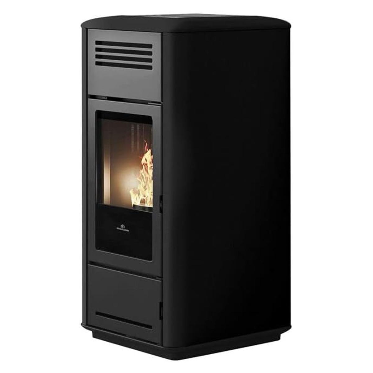 Pelletofen wasserführend Edilkamin Milla H 15 Evo 14,9 kW - Keramik: Schwarz