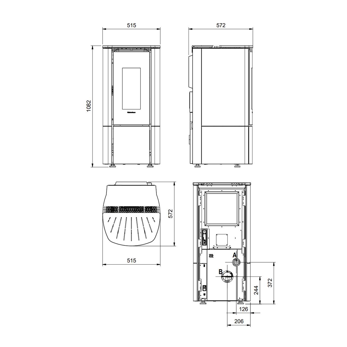 Pelletofen Extraflame Evolution Line Katia 11 mit 11 kW - Verkleidung: bronze