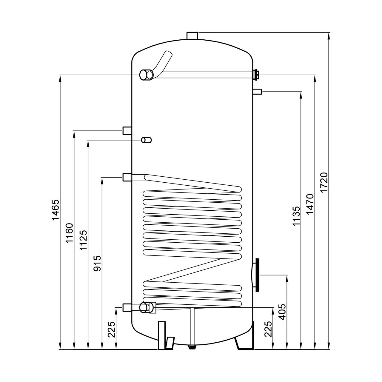 Brauchwasserspeicher TWL Typ S 500 l mit Wärmetauscher