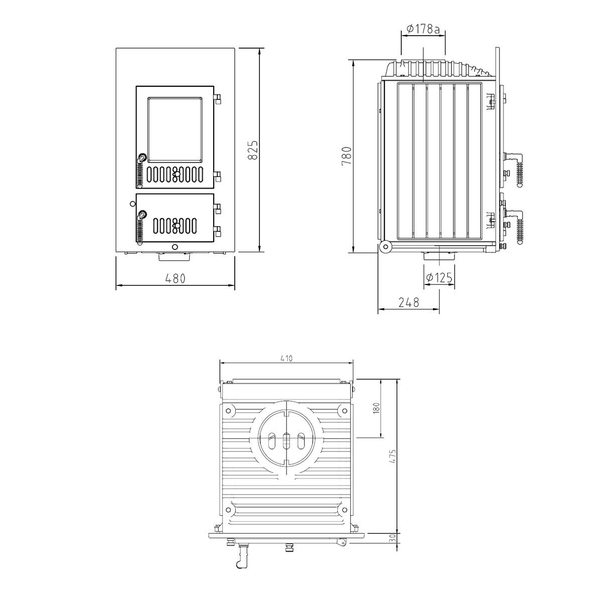 Heizeinsatz Schmid SD 9 E mit 9 kW - Türanschlag: rechts