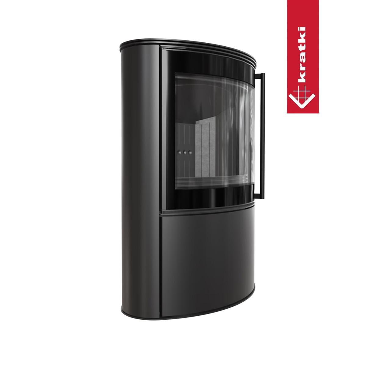 Kaminofen Kratki BJORN mit 7 kW - Verkleidung: Stahl schwarz - Topplatte: Stahl schwarz - Feuerraumauskleidung: schwarz