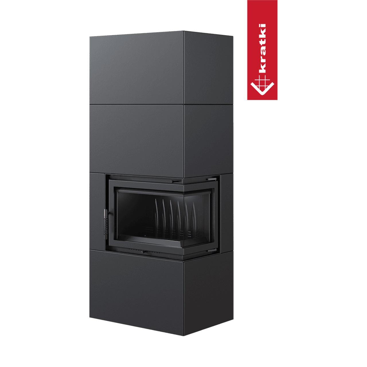 Kaminbausatz Kratki SIMPLE/BOX 8 kW - Ausführung: Schwarz, Seitenglas rechts