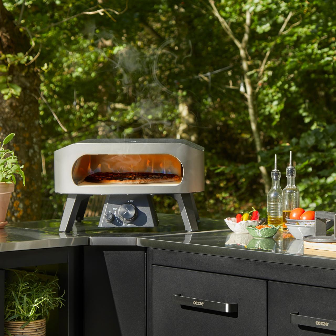 Gas Pizzaofen Cozze 13 Zoll CLASSIC mit Thermometer und Pizzastein, inkl. Reglerset & Hitzeschild