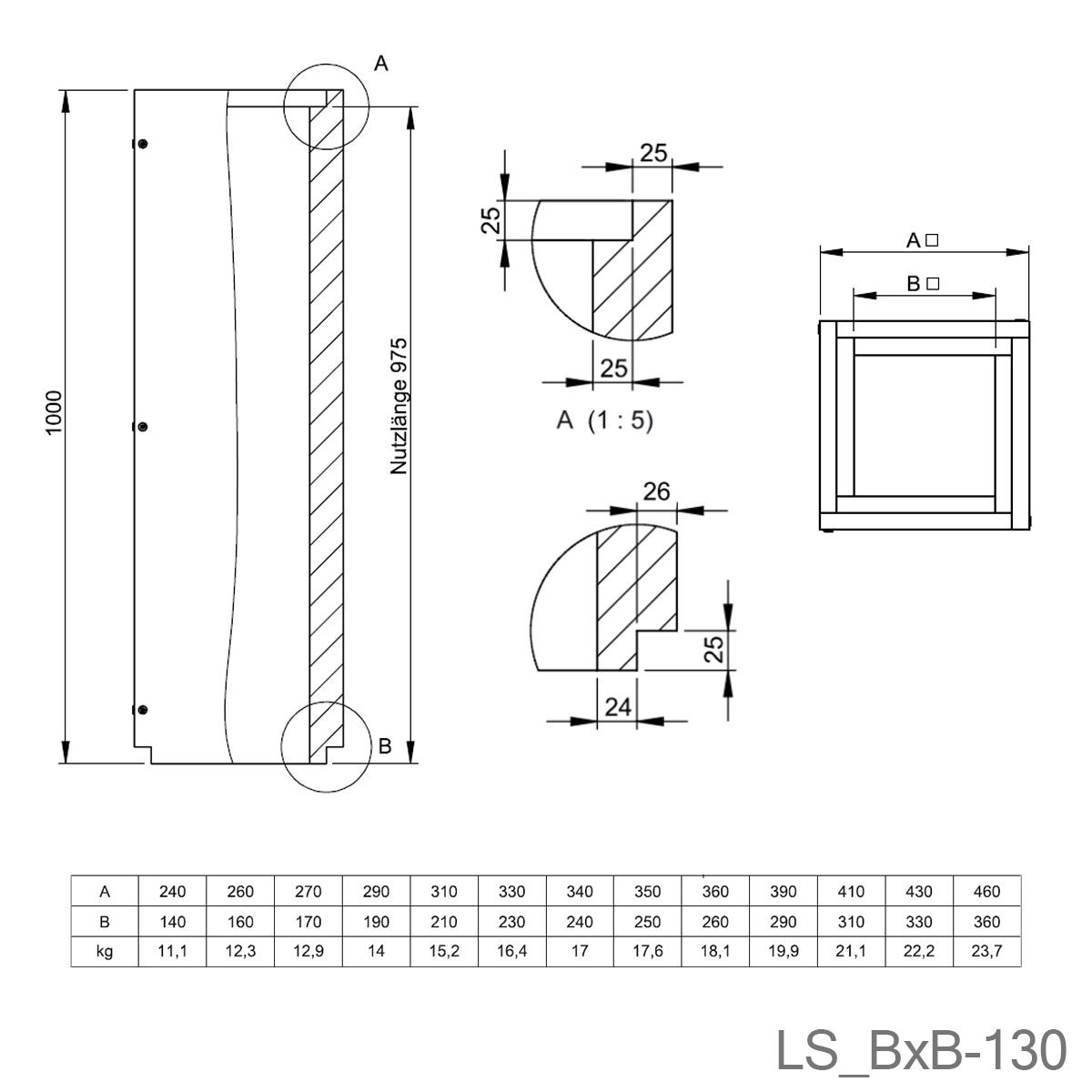 Jeremias Furado-F Schachtelement lose/verschraubt - Schachtmaß innen: 160x160mm - Länge: 250mm