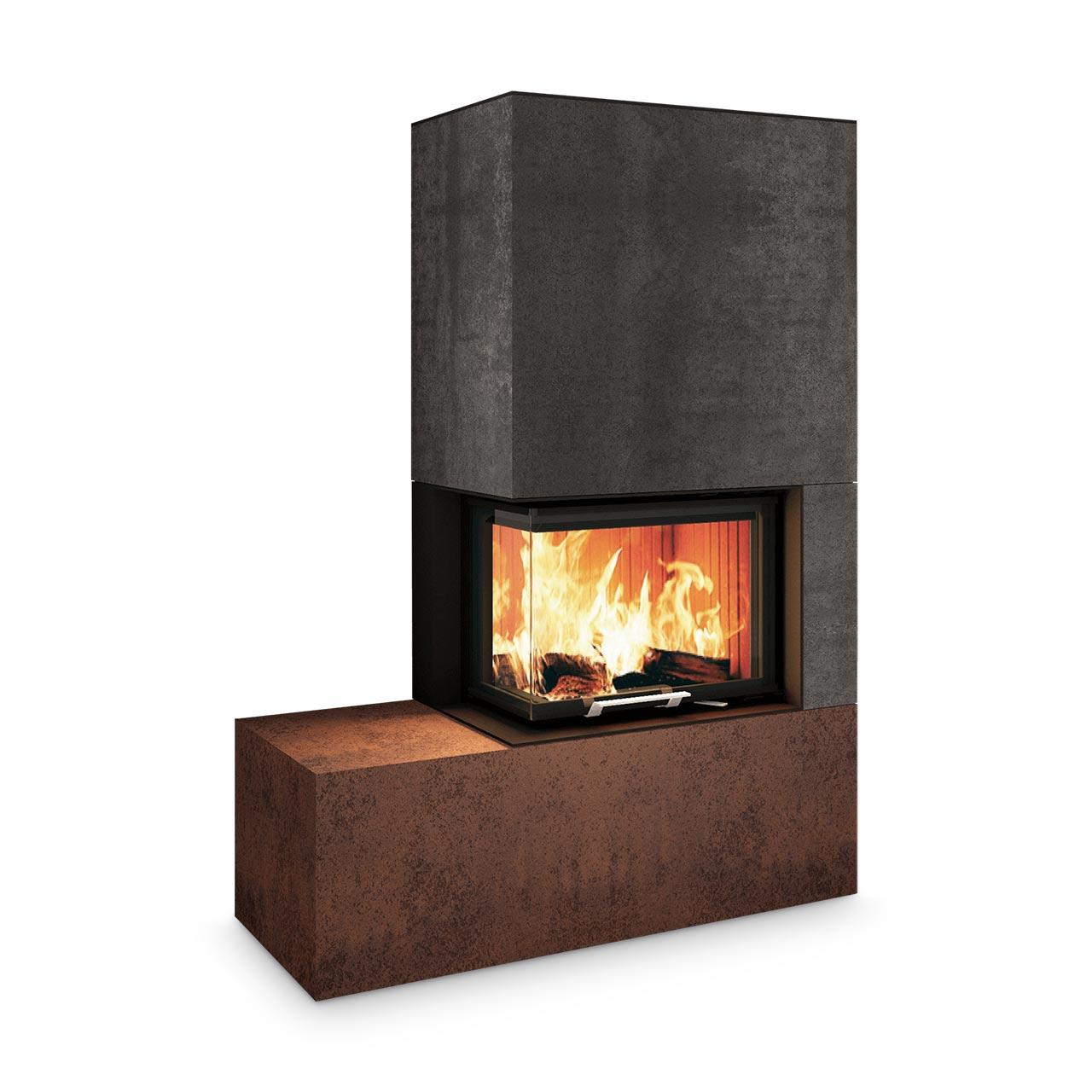 Kaminbausatz Neocube C23 7,8 kW - Oberteil: Iron Grey - Unterteil: Iron Corten