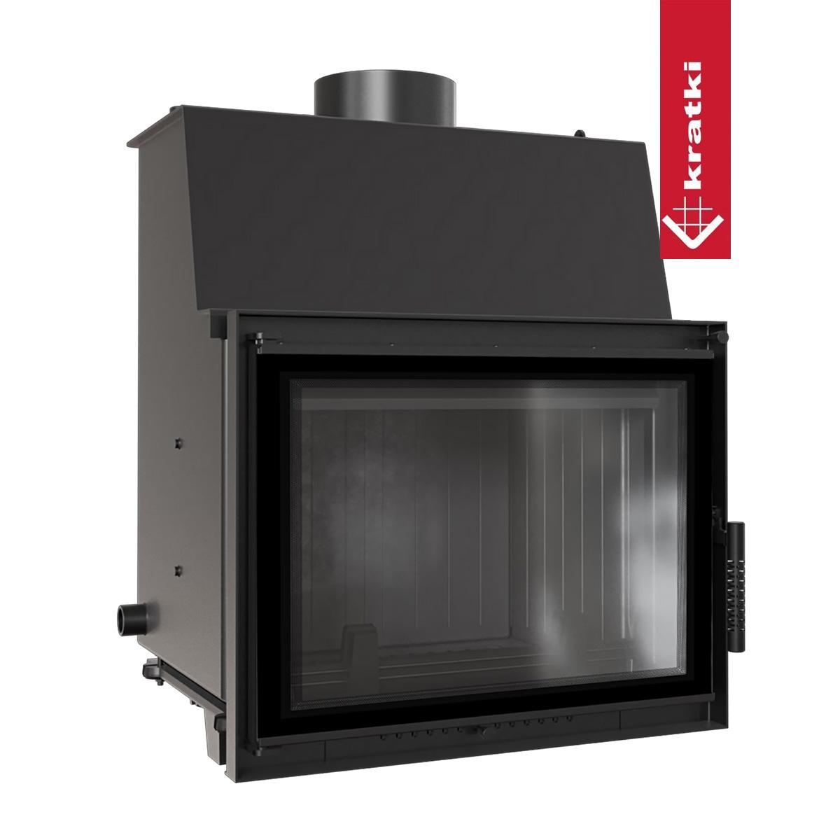 Kamineinsatz wasserführend Kratki Zuzia Deco mit 12 kW - Brennraumauskleidung : schwarz