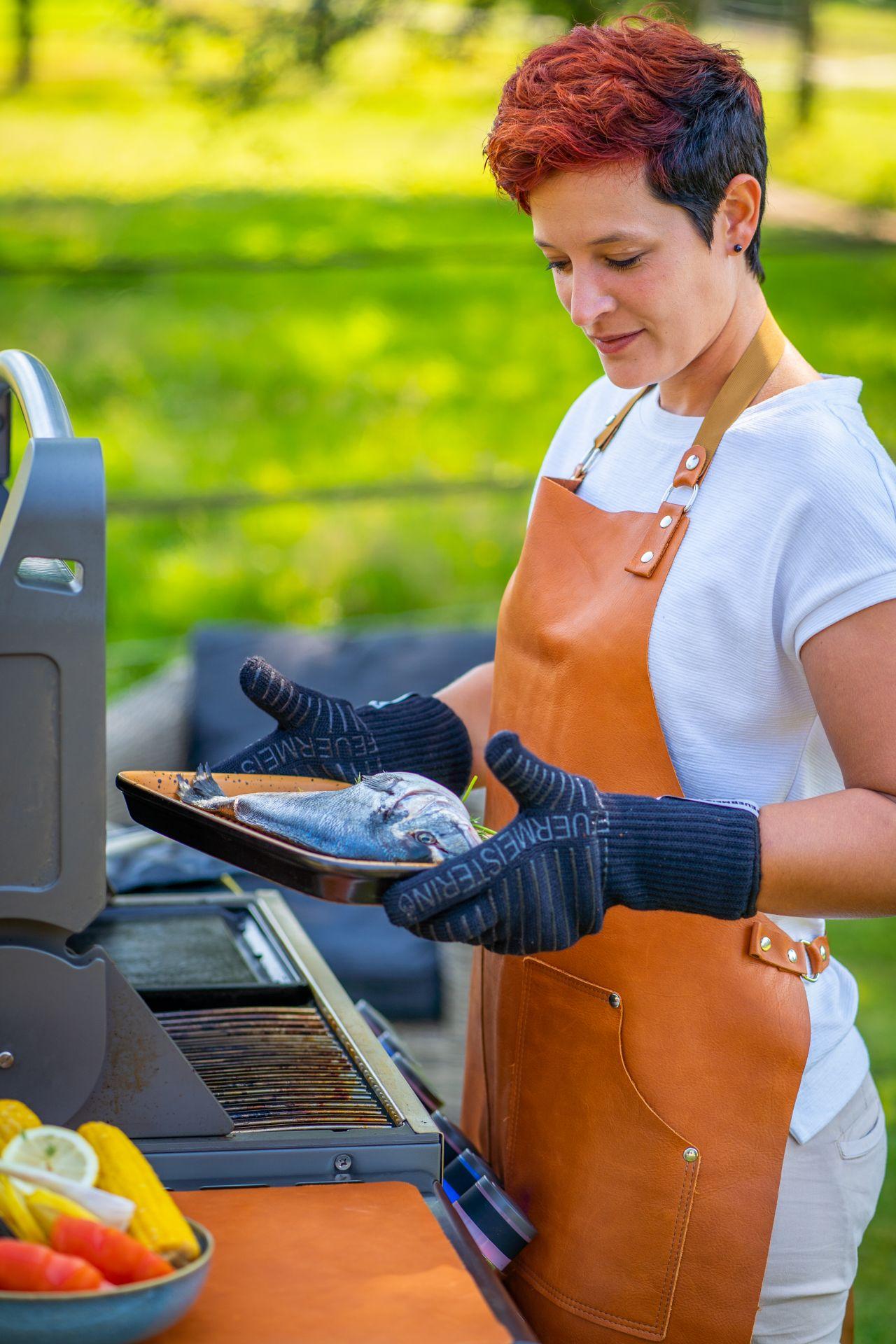 Feuermeisterin Premium Aramid Grillhandschuhe, schwarz