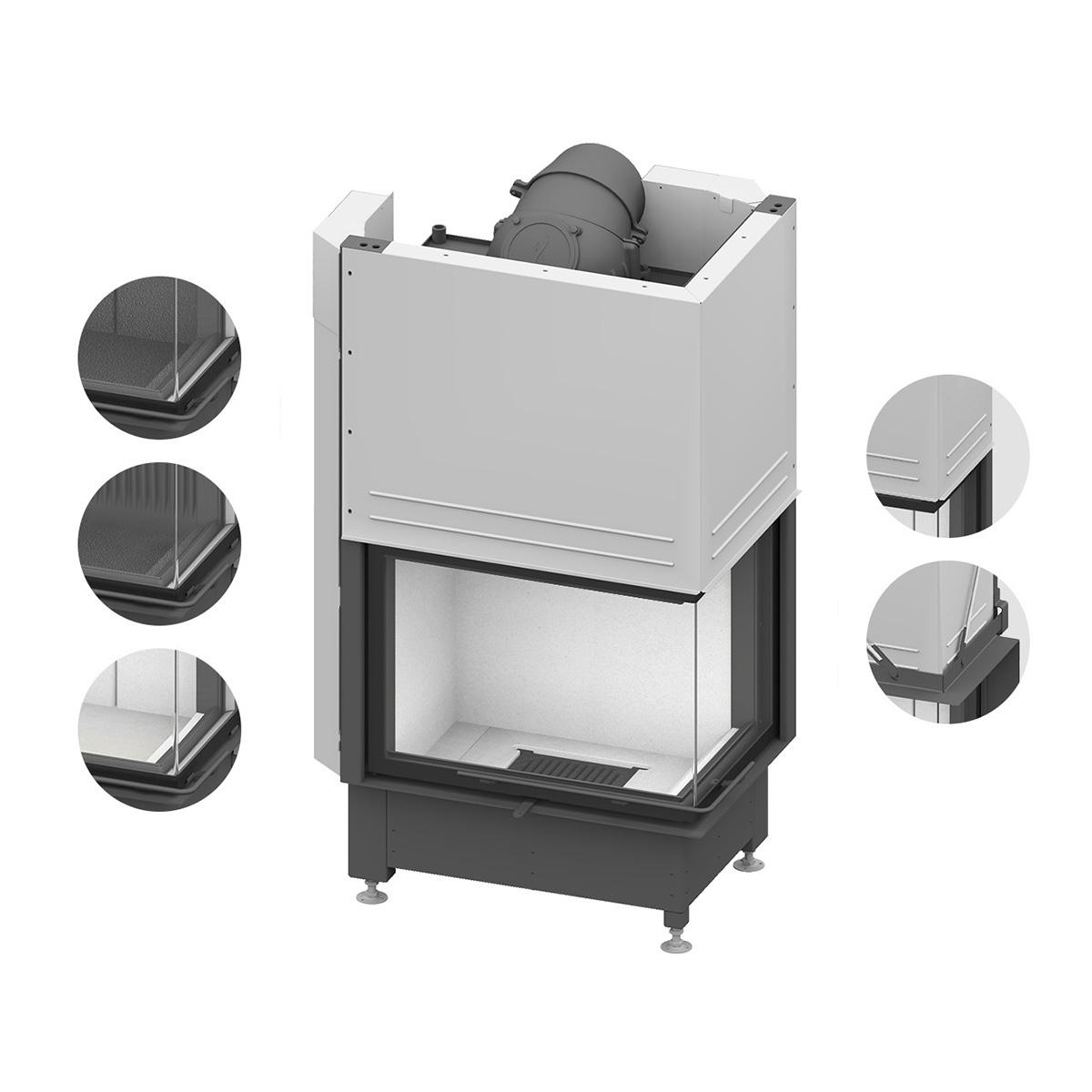 Eck-Kamineinsatz wasserführend Schmid Ekko W R 67(45)51 h mit 14,9 kW