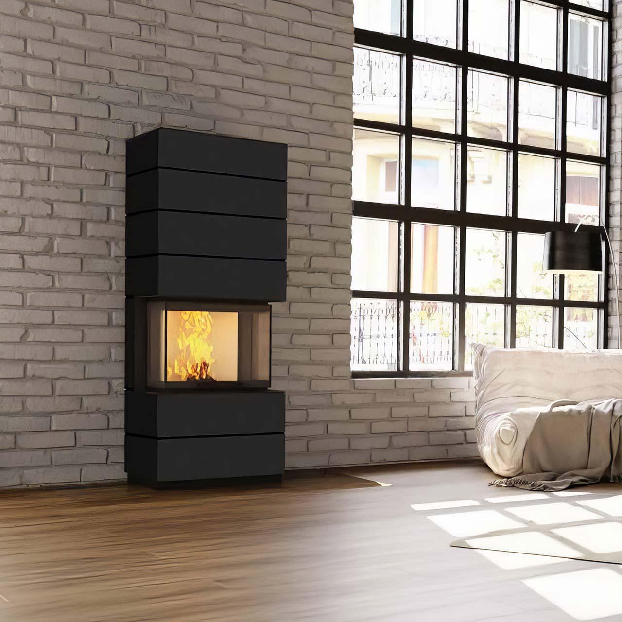 Kaminofen Neocube P10 Black & White 7,9 kW Sondermodell inkl. Wärmespeicher - Verkleidung: Nero satin