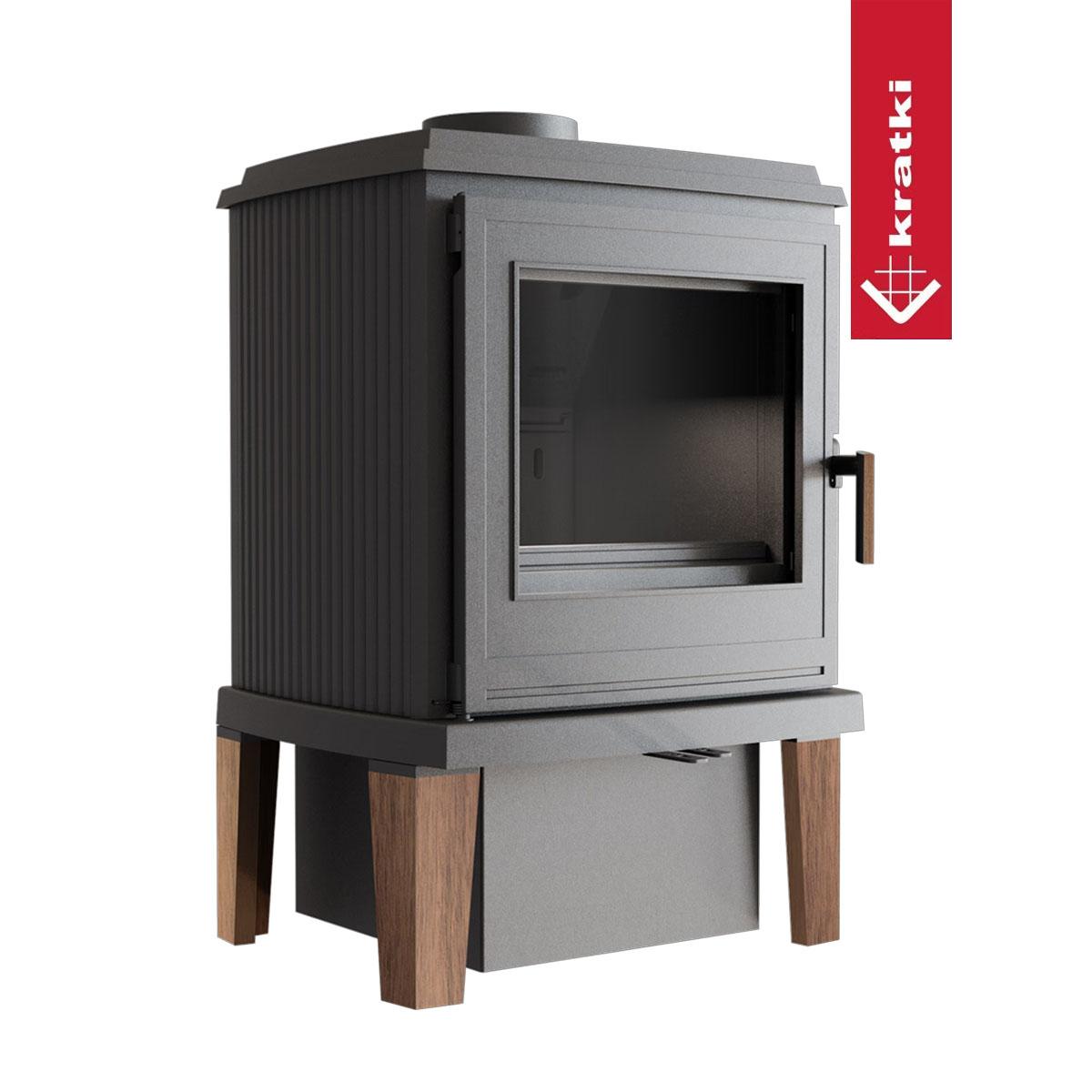 Gussofen Kratki K11 mit Holzbeinen 6 kW - Tür selbstschließend: ja