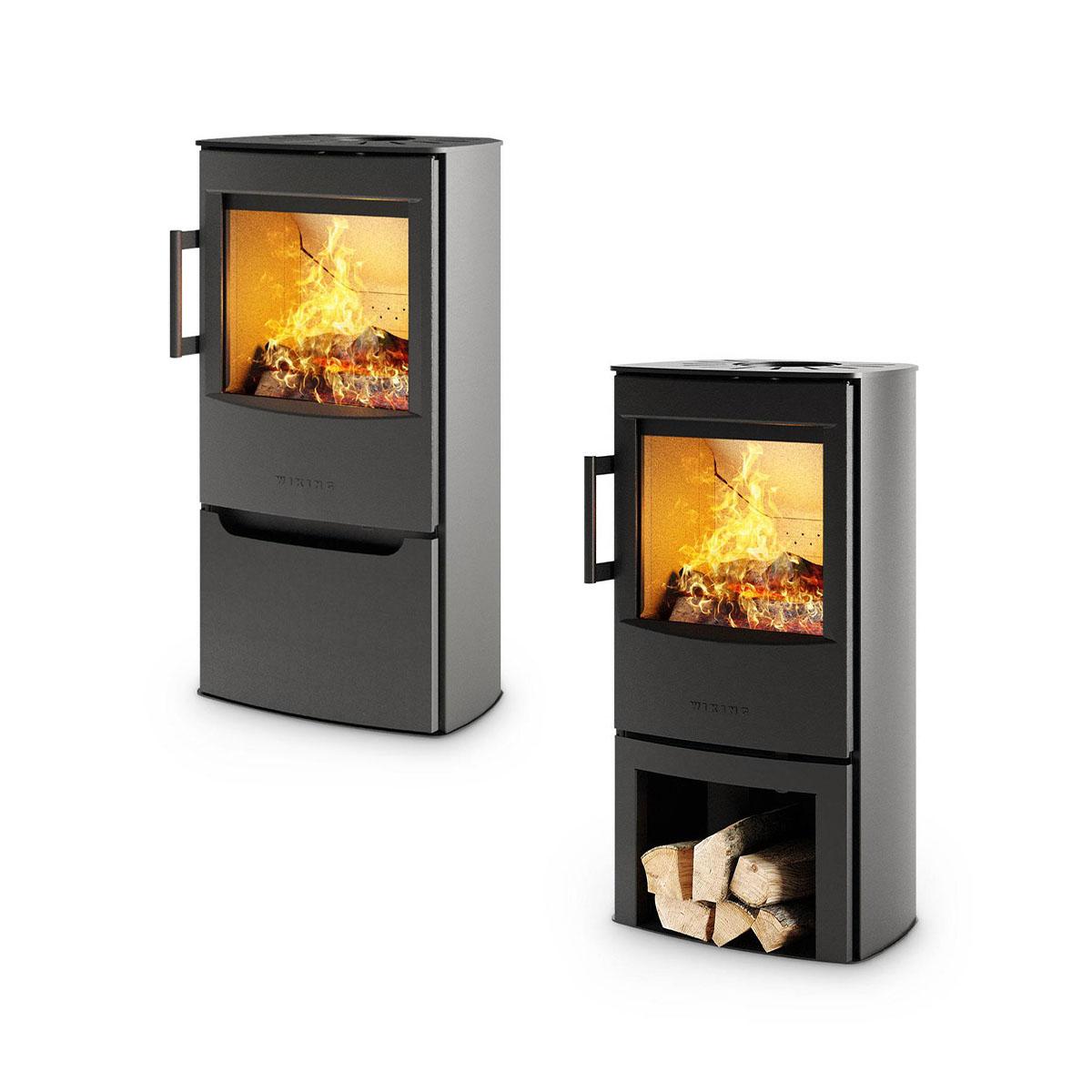 Kaminofen Wiking Mini 4 4,5 kW - Holzfach: offen - Korpus: Schwarz - Rauchabgang: Oben