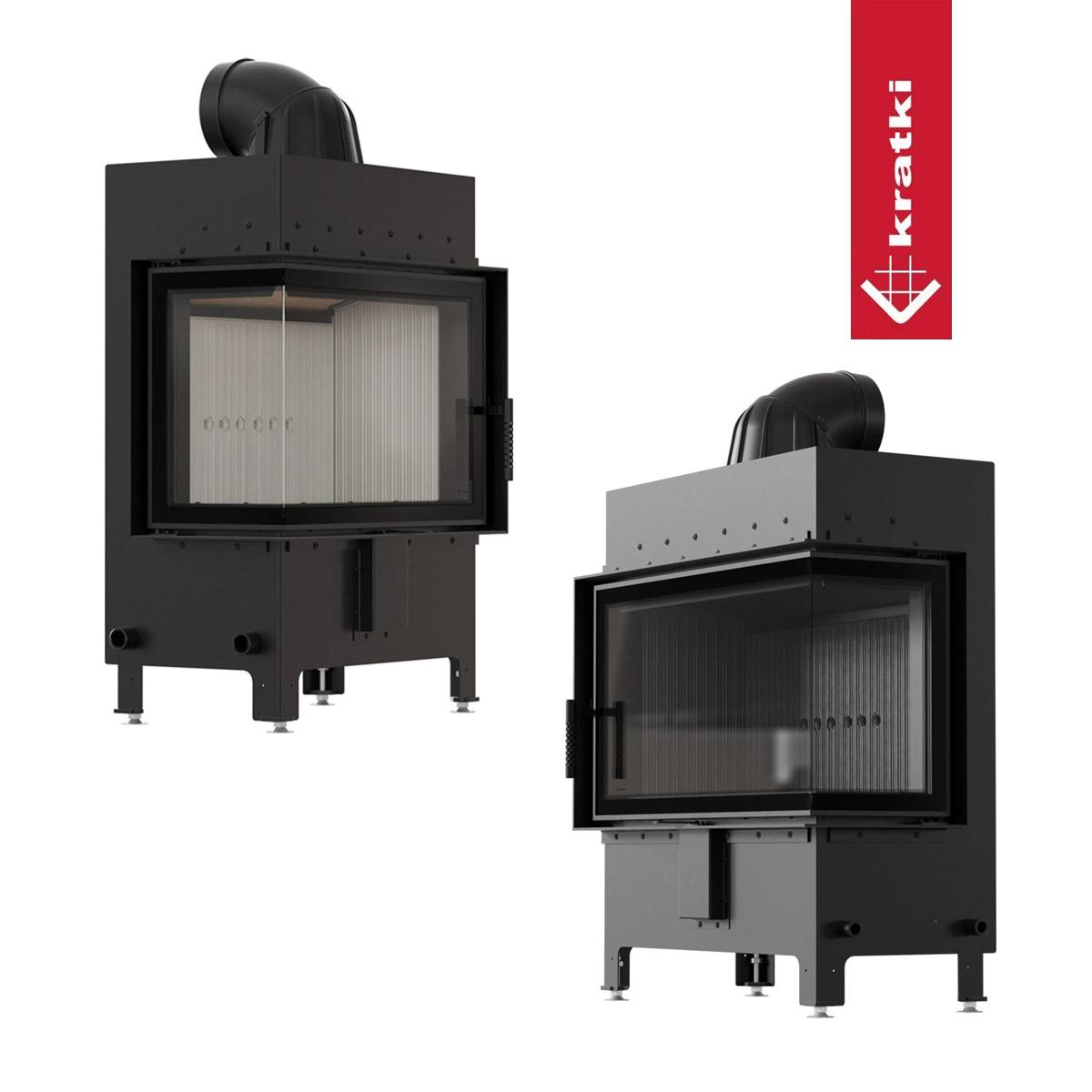 Eck-Kamineinsatz Kratki LUCY/12/NEW 12 kW - Türanschlag: rechts - Feuerraumauskleidung: weiß - Tür selbstschließend: nein