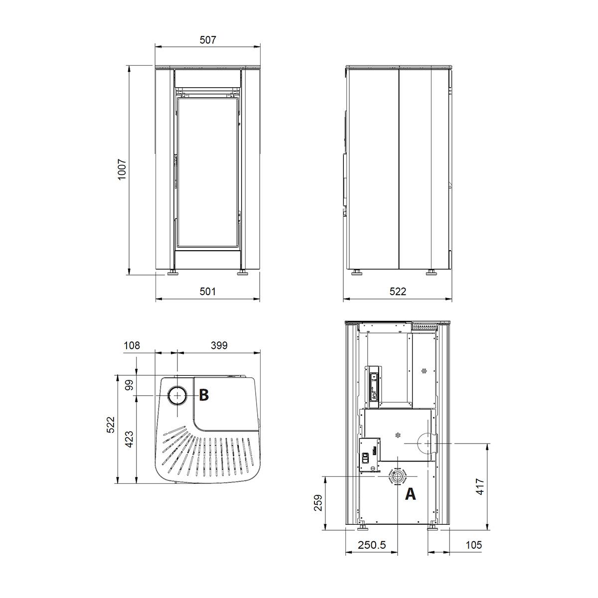 Pelletofen Extraflame Prestige Line Ilary Top mit 8 kW - Verkleidung: weiß