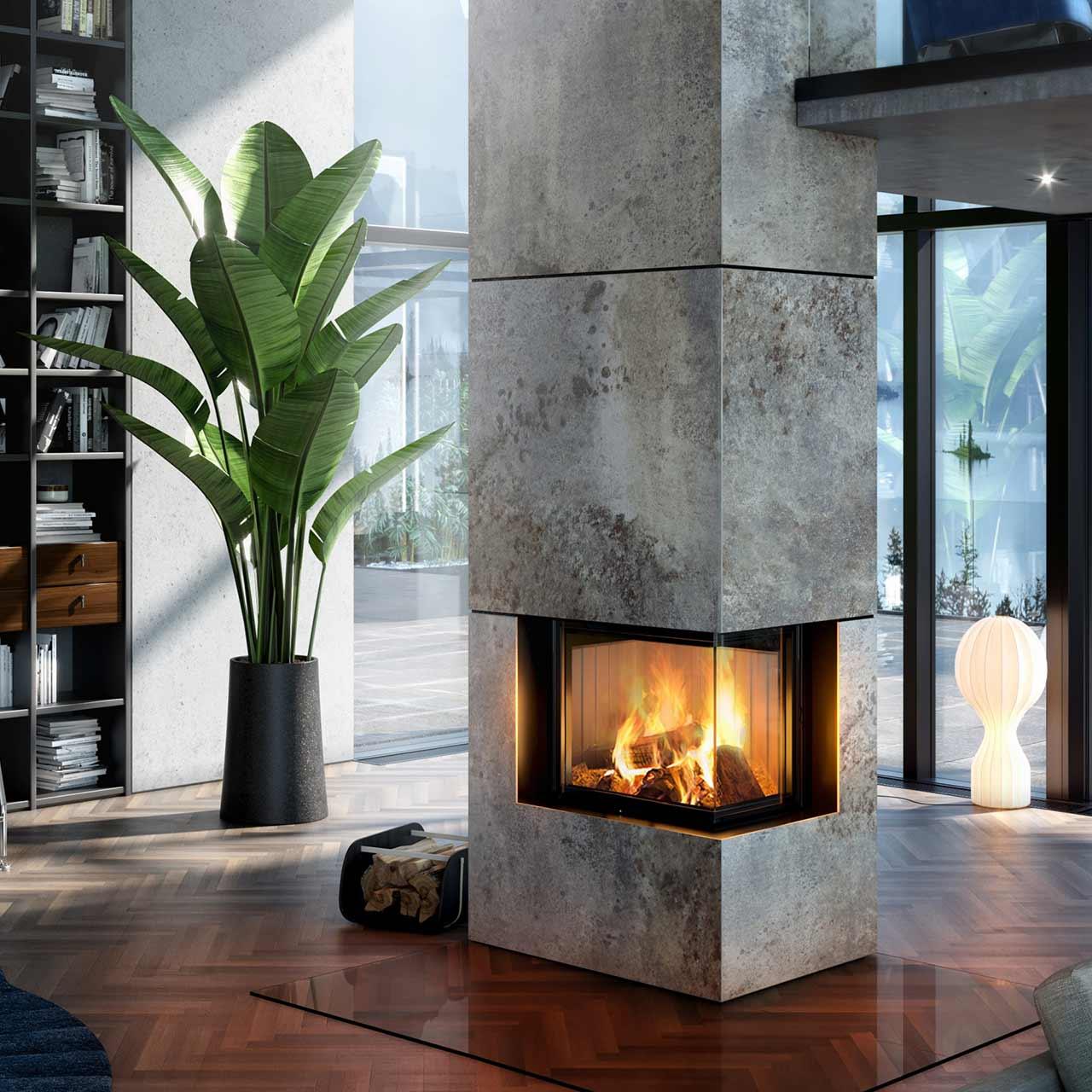 Kamineinsatz Spartherm Varia 2R-62 6,9 kW - Feuerraumauskleidung: weiß