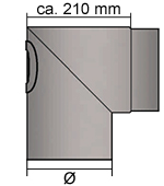 Ofenrohr Bogen 120 mm x 90° Starr, geschliffen mit Tür