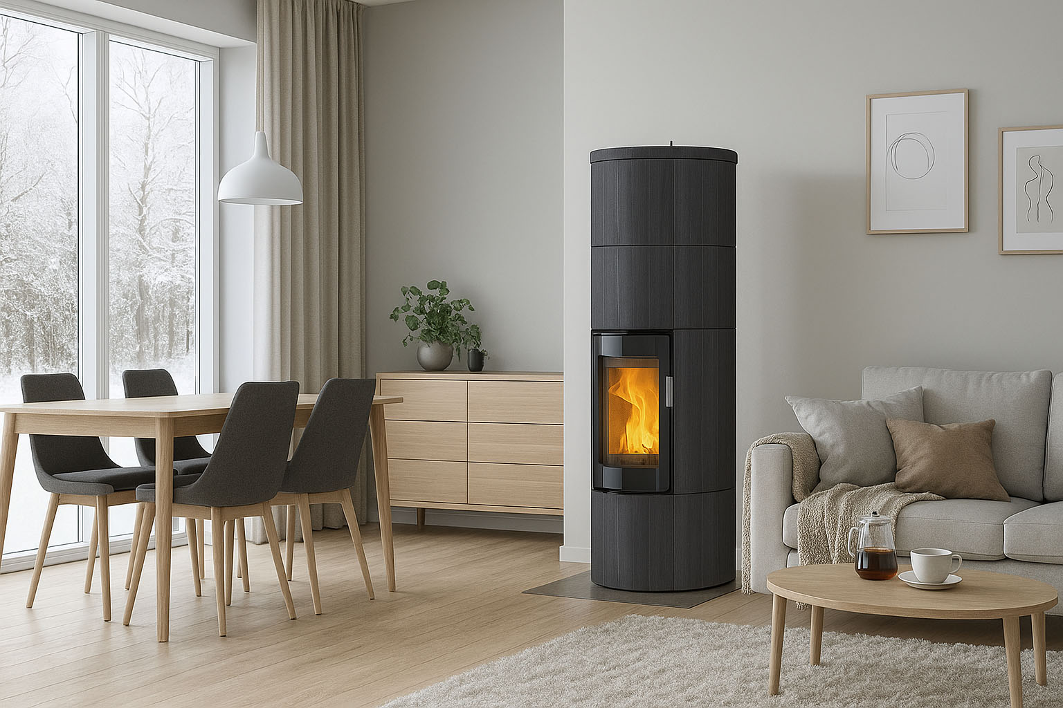 Kaminofen Lotus Maestro 2 ecoline  Indian Night Montagebeispiel