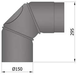 Ofenrohr Bogen 150 mm 90° verstellbar Gussgrau mit Tür Knie Kniebogen