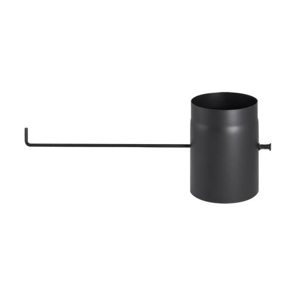 Ofenrohr mit Drosselklappe DN 180 mm Länge 250 mm Schwarz langer Griff