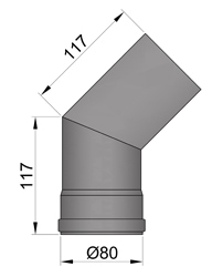 Pelletrohr Bogen 80 mm 45° Schwarz Pellet Ofenrohr Rauchrohr Knie