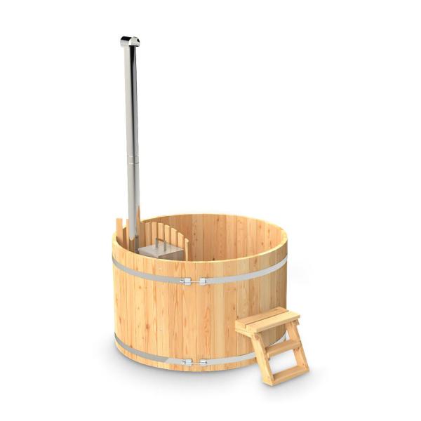 Hot Tub AA-Kaminwelt Badefass DN 1600 mm mit Innenofen - Holz: Lärche - Ofen: Aluminium (27 kW)