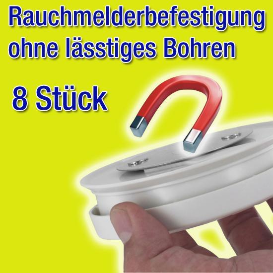 8x Rauchmelder Brandmelder Magnet Montagekit DN 7 cm