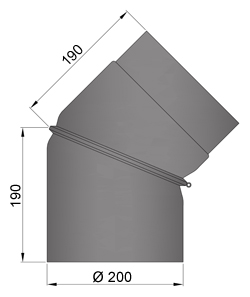 Ofenrohr Bogen 200 mm 45° verstellbar Schwarz