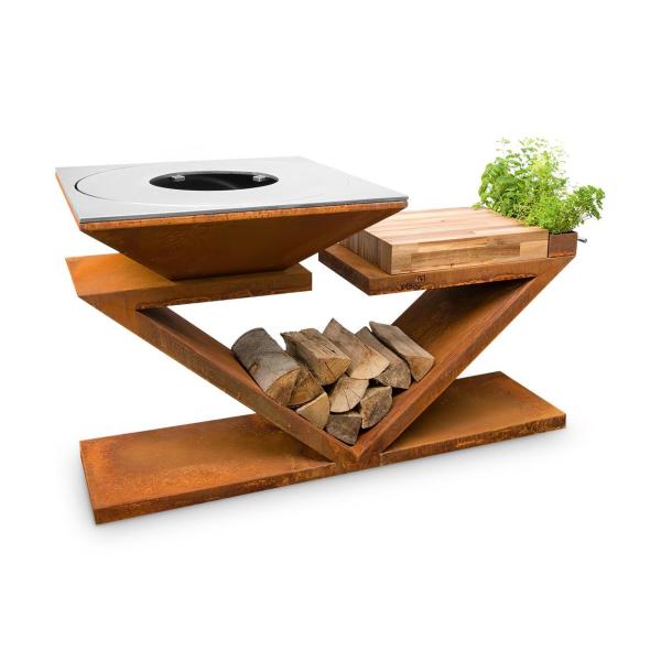 Feuerplatte Artiss G5 Corten mit Ablage Plancha Grill und Feuerschale