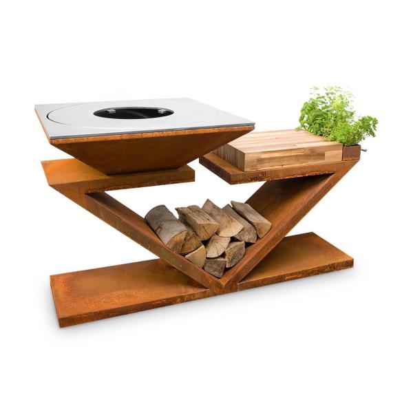 Gartengrill Artiss G5 Corten mit Ablage Plancha Grill und Feuerschale