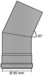 Pelletrohr Bogen 80 mm 30° Schwarz Pellet Ofenrohr Rauchrohr Knie