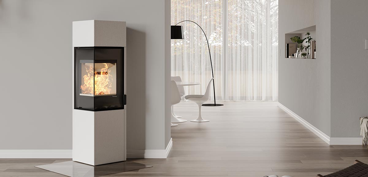 Kaminofen Nordpeis Quadro Colorado White Exclusive Montagebeispiel