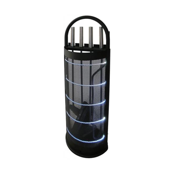 LED-Kaminbesteck Lienbacher 4tlg. schwarz mit weiß-bläulichem Licht