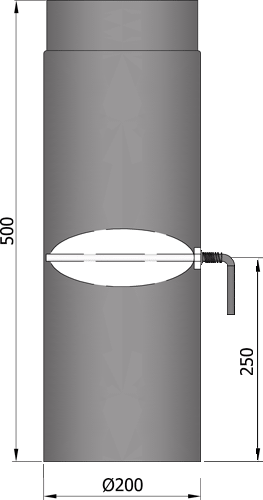 Ofenrohr Drosselklappe 200 x 500 mm Maße