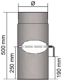 Ofenrohr Drosselklappe 150 x 500 mm Gussgrau