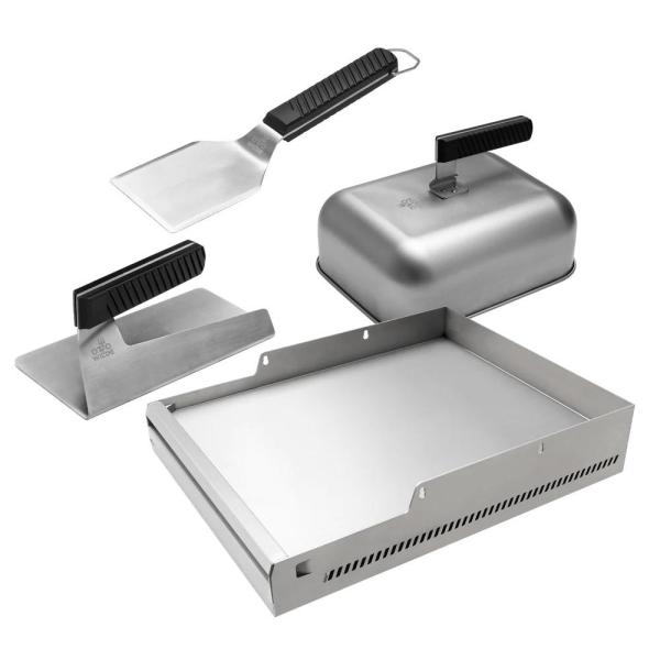 Otto Wilde Burger Set Deluxe - Plancha, Spachtel, Planchahaube, Grillgewicht