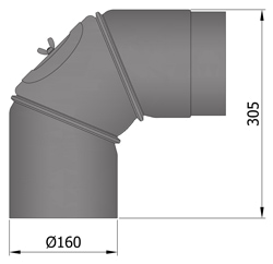Ofenrohr Bogen 160 mm 90° verstellbar Gussgrau mit Tür
