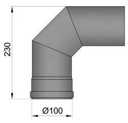 Pelletrohr Ofenrohr Rohrbogen DN 100 mm 90° Bogen schwarz 
