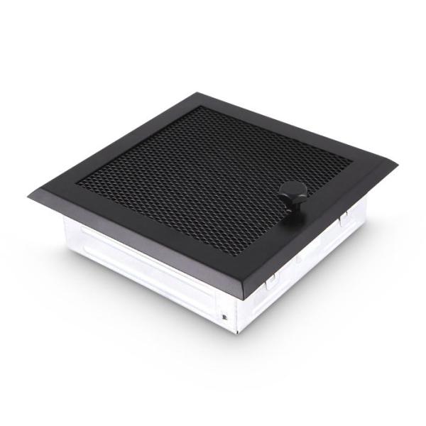 Warmluftgitter 19x19 cm Kamin Lüftungsgitter Ofen Gitter Schwarz Matt